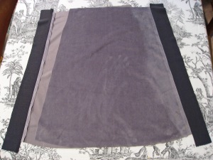 Attach Stretch Knit Panels to Front and Back Pieces of Skirt and Sew Together