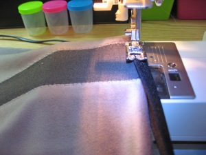 Attach Foldover Elastic at Waist, Stretching as You Sew