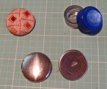 Fabric covered buttons in pocket fabric