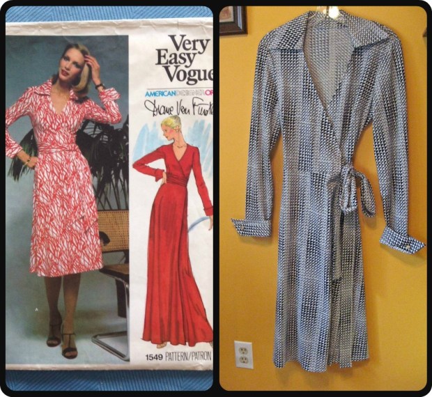 DVF 70s collared and cuffed knit wrap dress