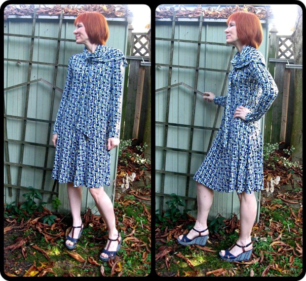 DVF knit wrap dress side with scarf tie