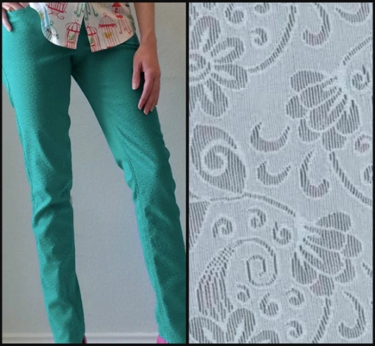 Jacquard Fabric and Brooke's Fabulous Stretch Jacquard Trousers