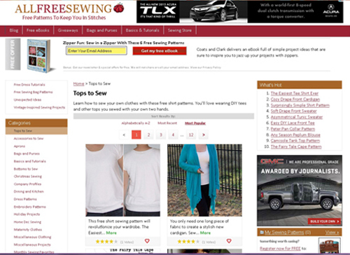 All Free Sewing:  Patterns, Tutorials, E-books